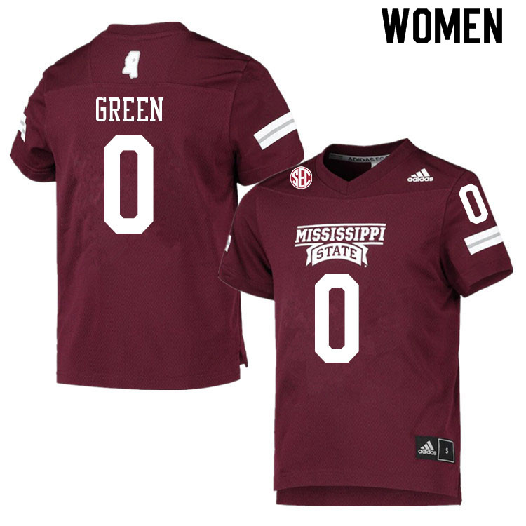 Women #0 Jalen Green Mississippi State Bulldogs College Football Jerseys Sale-Maroon